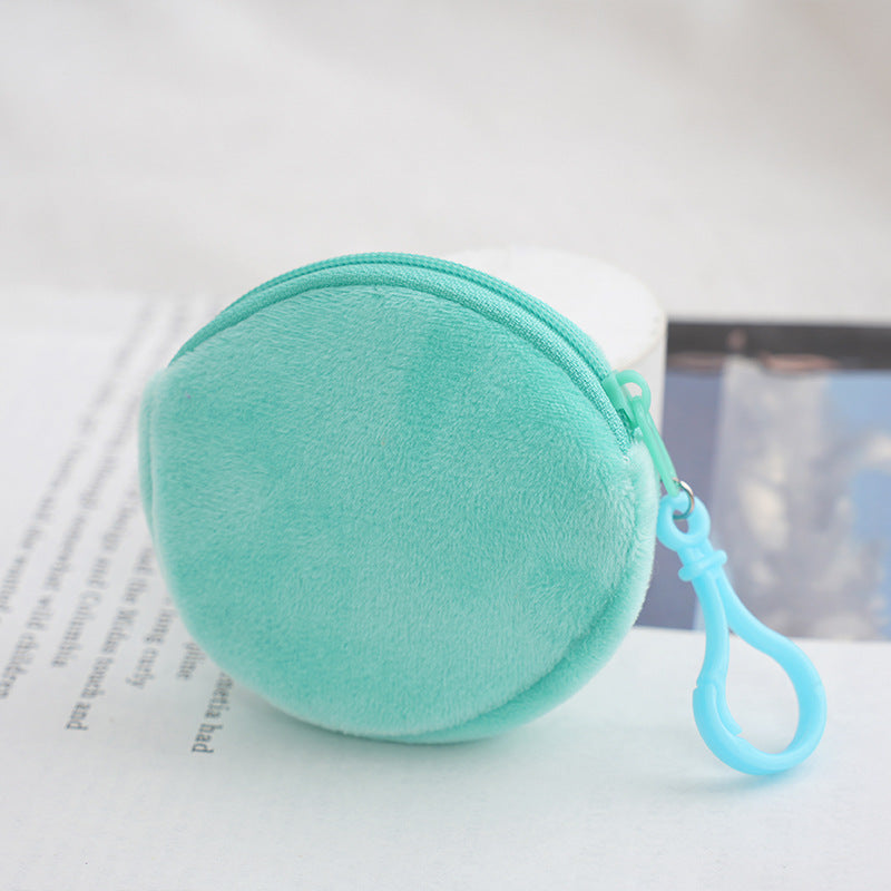 Candy Color Plush Solid Round Certificate Coin Purses