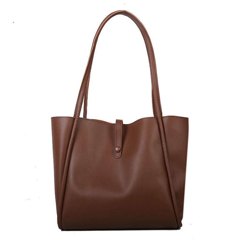 Women's Style Solid Color Simple Portable Tote Large Shoulder Bags