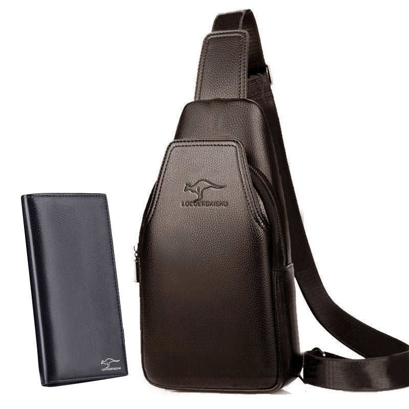 Men's Charging With Fashion Leather Waterproof Men's Chest Bags