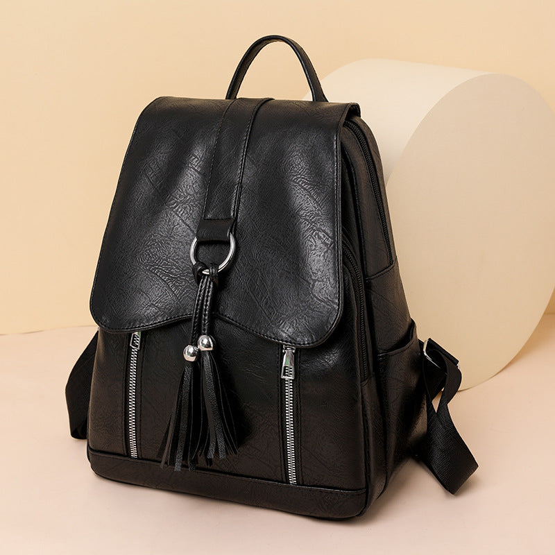 Textured Korean Fashion Female Versatile Large Backpacks