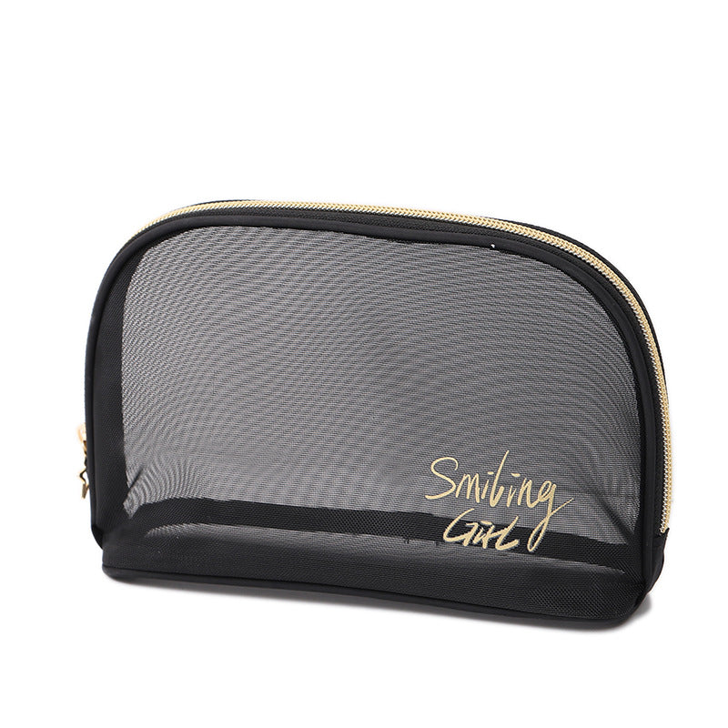 Love Heart Mesh Portable Buggy Transparent Cosmetic Bags