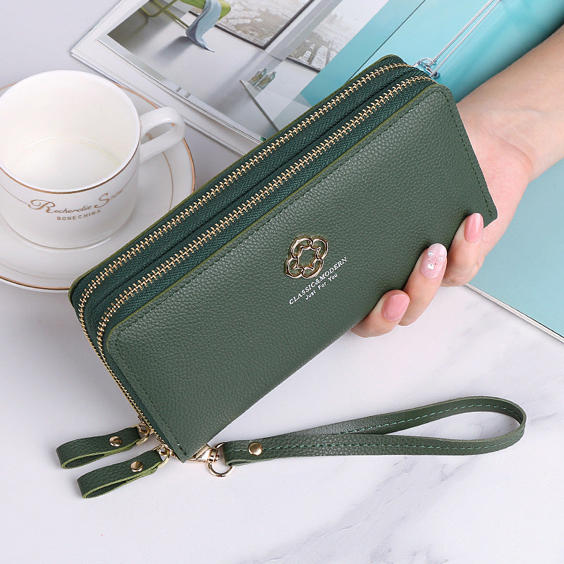 Women's Korean Style Long Double Layer Zip Purses