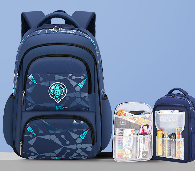 Open Large Capacity Burden Reduction Spine Protection Elementary School Students' Schoolbags