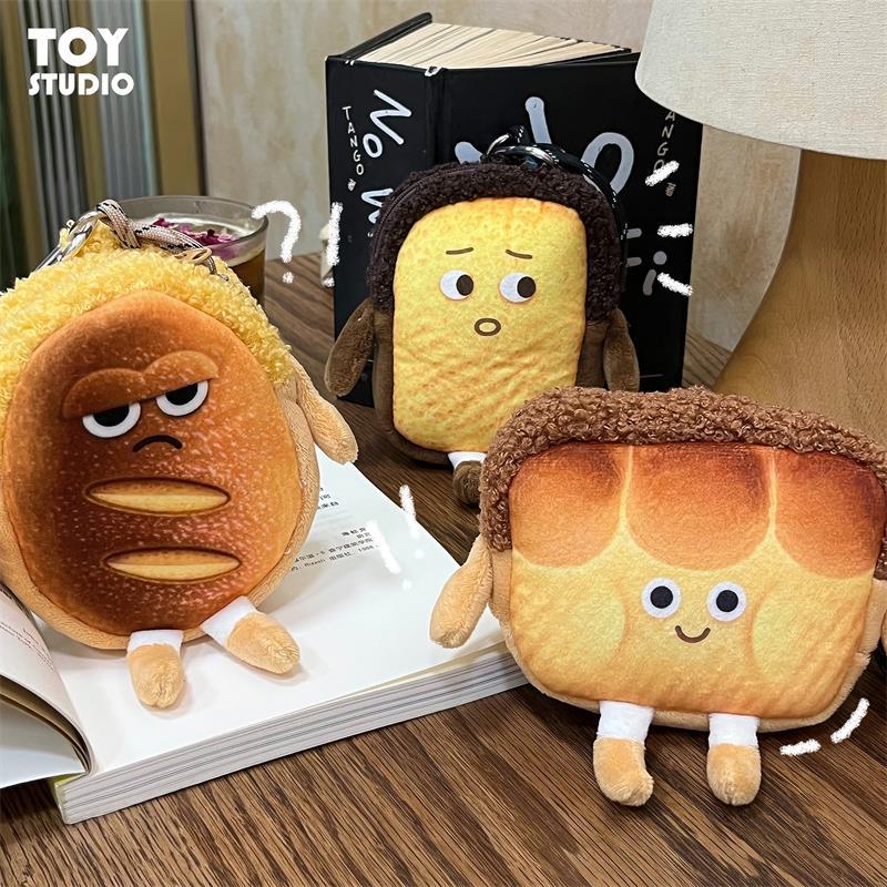 Expression Toast Bread Cartoon Cute Couple Coin Purses