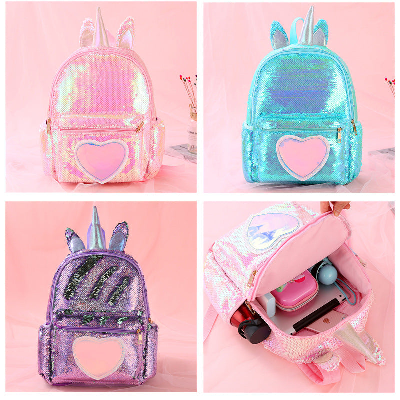 Unicorn Girly Fashion Sequin Cartoon Cute Elementary School Students' Schoolbags