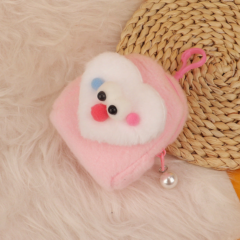 Cartoon Three-dimensional Plush Bag-shaped Love Heart Flowers Earphone Claw Coin Purses