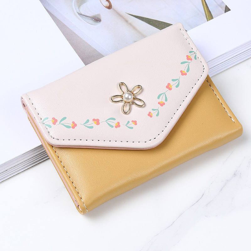 Small Female Short Print Fresh Three Ladies Wallets