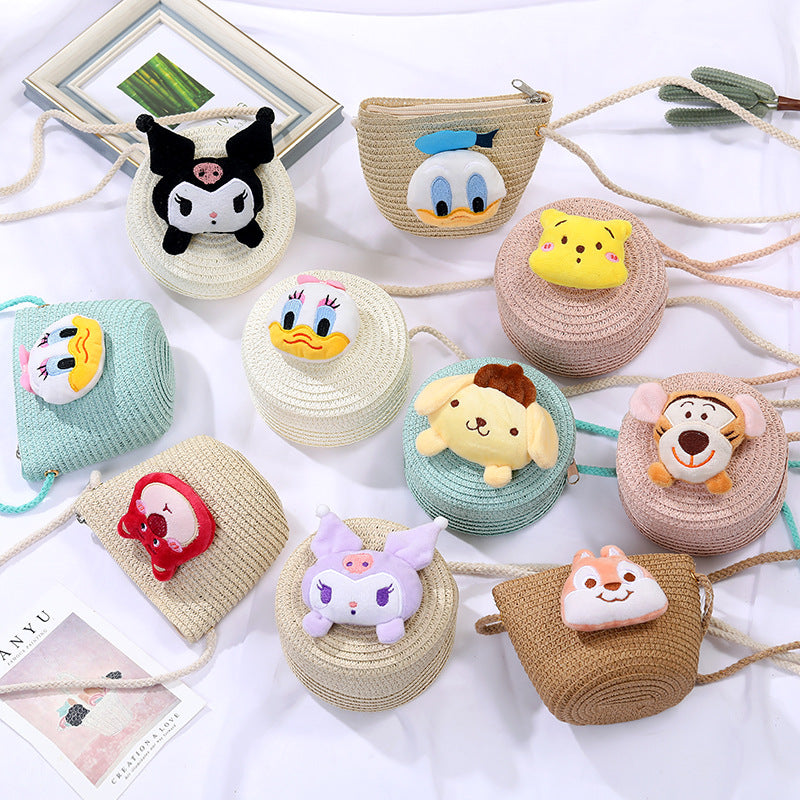 Children's Small Cartoon Doll Cute Straw Woven Children's Coin Purse