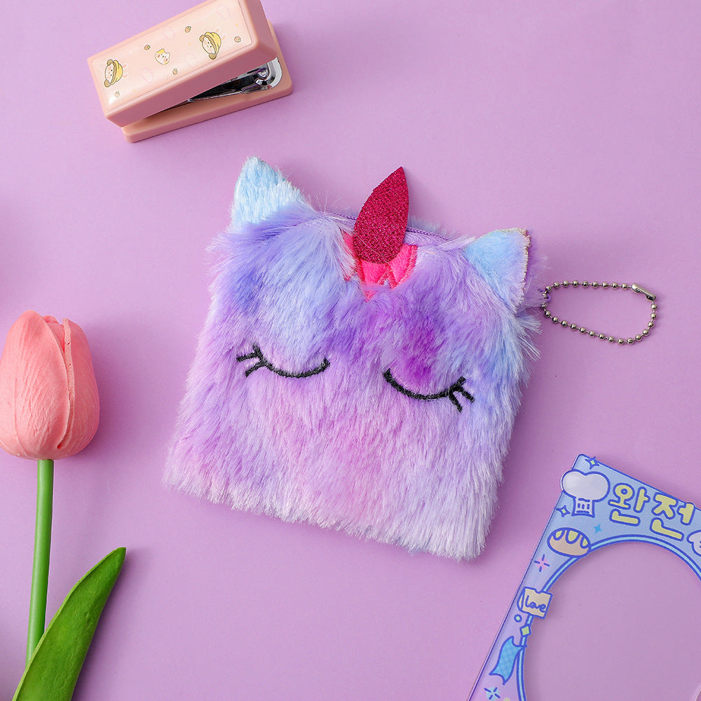 Cadeaux licorne de dessin animé pour enfants, cadeau en peluche, porte-monnaie pour enfants