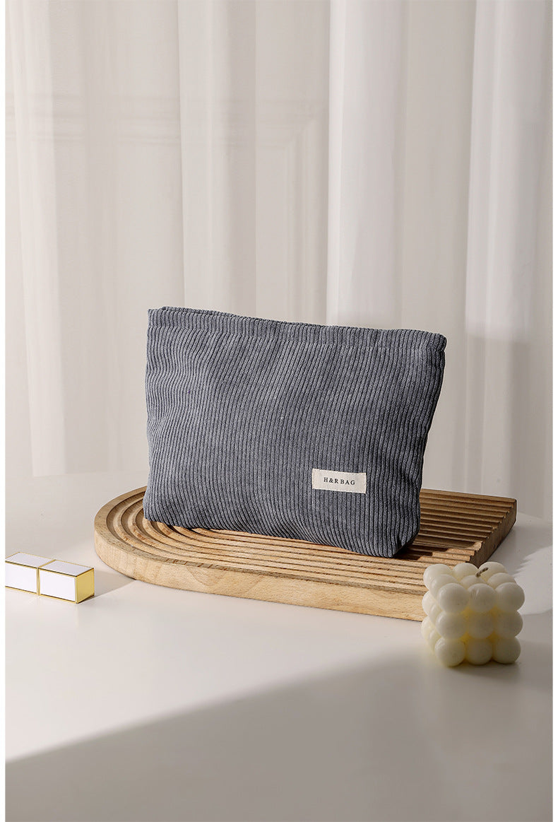 Simple Corduroy Large Capacity Wash Hand Cosmetic Bags