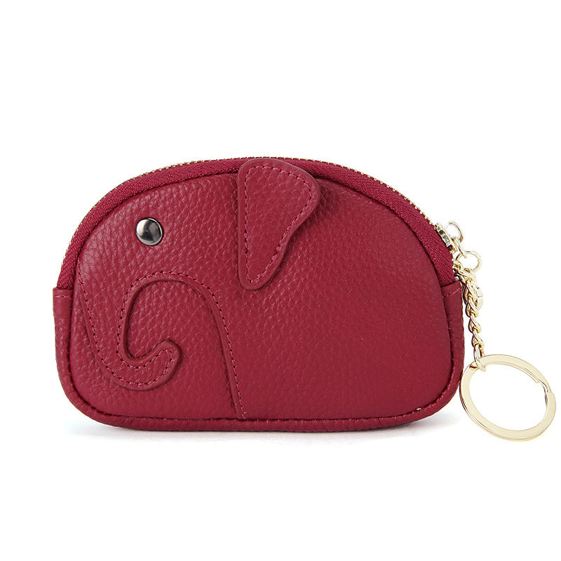 Elephant Creative Pocket Mini porte-monnaie en cuir véritable