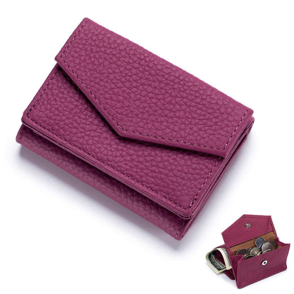 Women's High-grade Leather Short Trifold Mini Slot Ladies Wallets