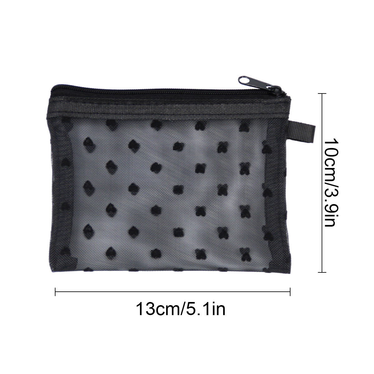 Flocking Love Heart Mesh Portable Cosmetics Cosmetic Bags