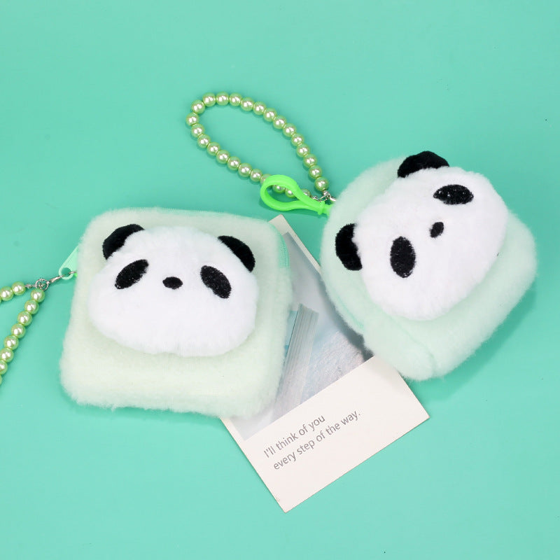 Cartoon Plush Panda Mini Storage Bead Necklace Coin Purses