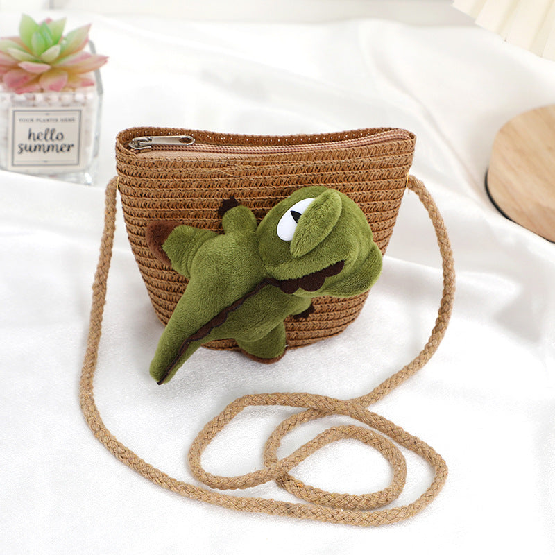 Children's Straw Female Cute Boy Western Style Leaning Bear Children's Coin Purse