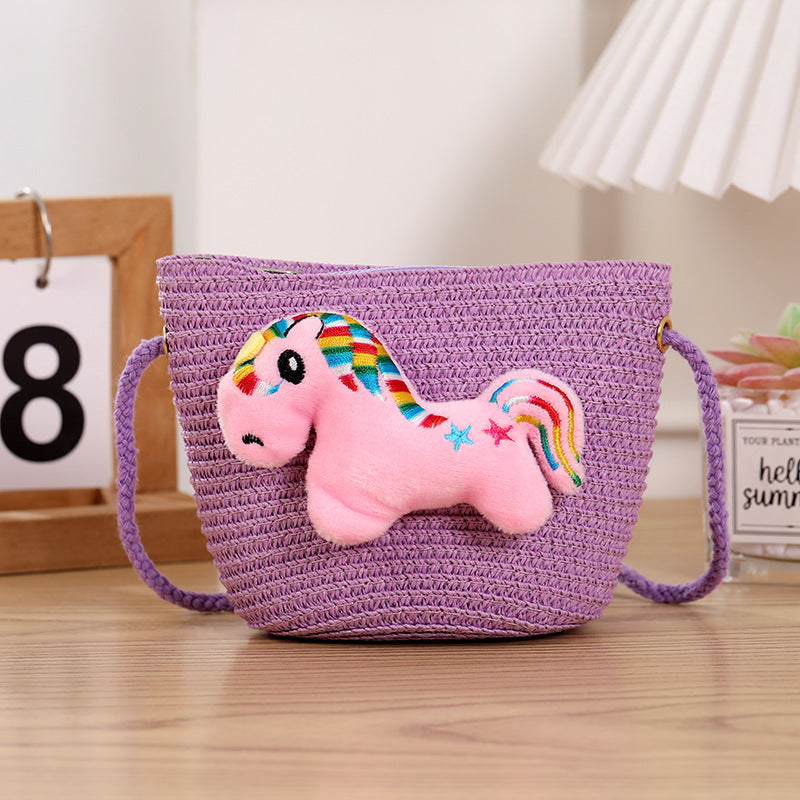 Children's Straw Woven Change Packet Cartoon Cute Children's Coin Purse