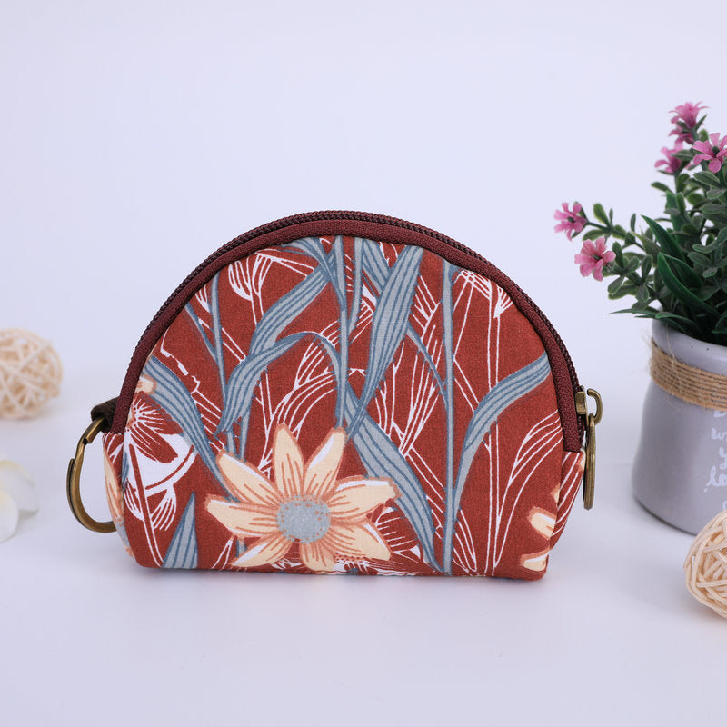 Shell Pastoral Style Flower Small Cloth Coin Purses