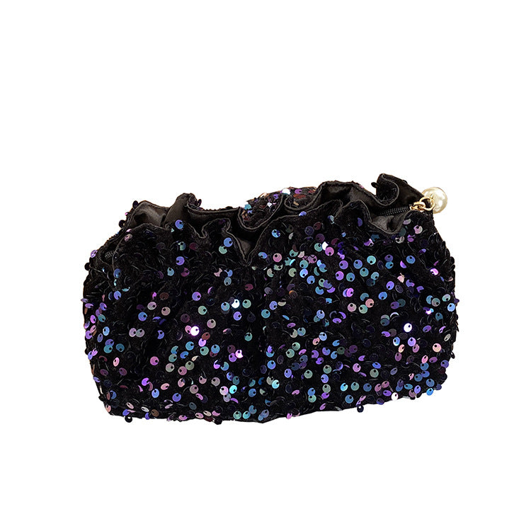 Pearl Niche Clutch Vintage Veet Sequins Cosmetic Bags