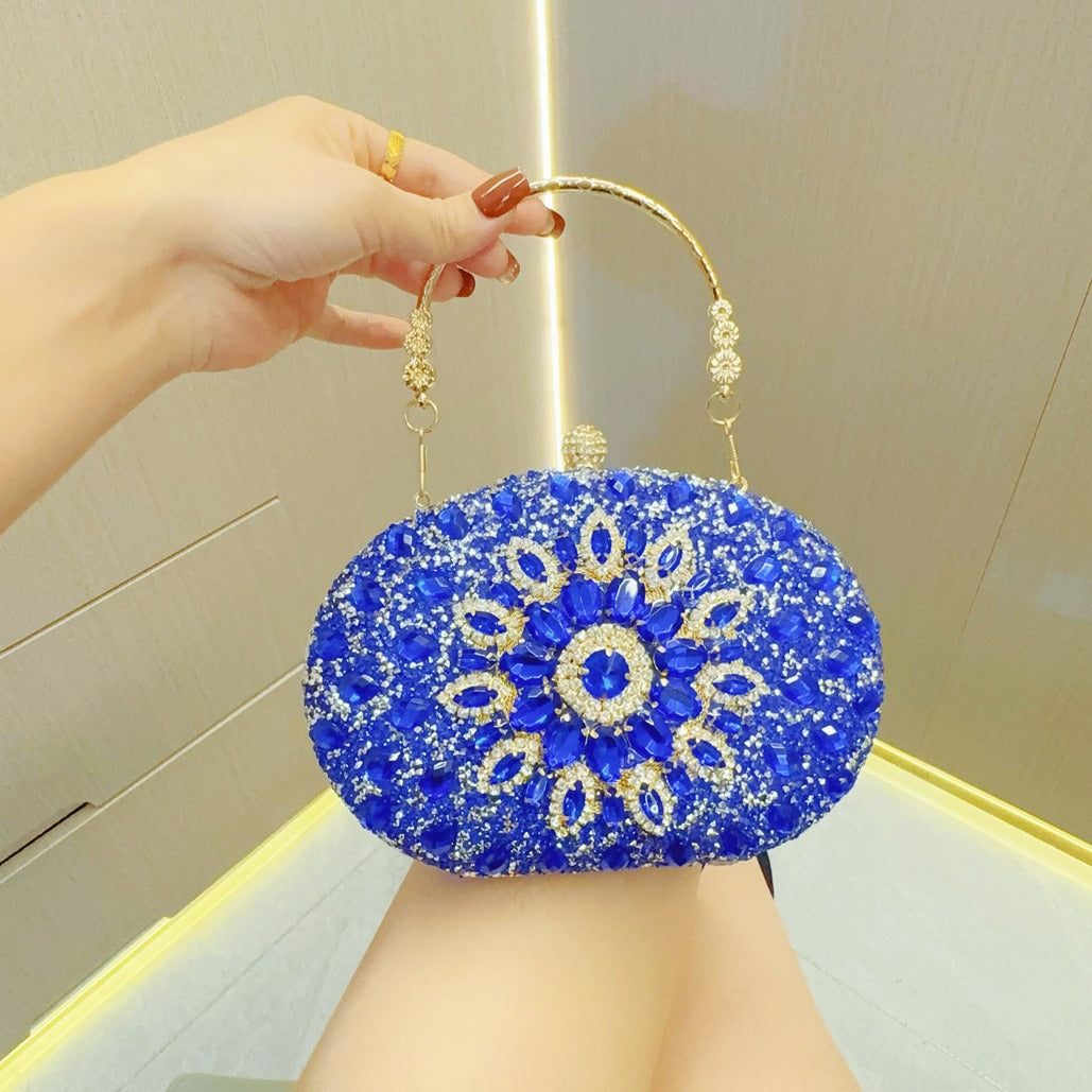 Women's Textured Rhinestone Dress Banquet Clutch Portable Bags