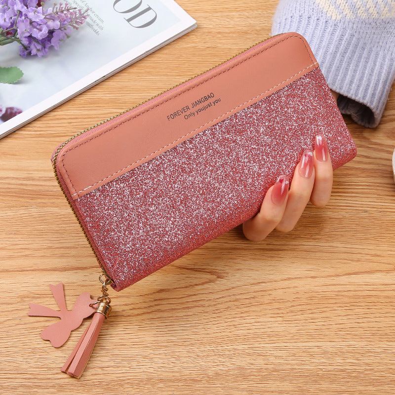 Women's Long Zip Korean Stitching Contrast Color Ladies Wallets