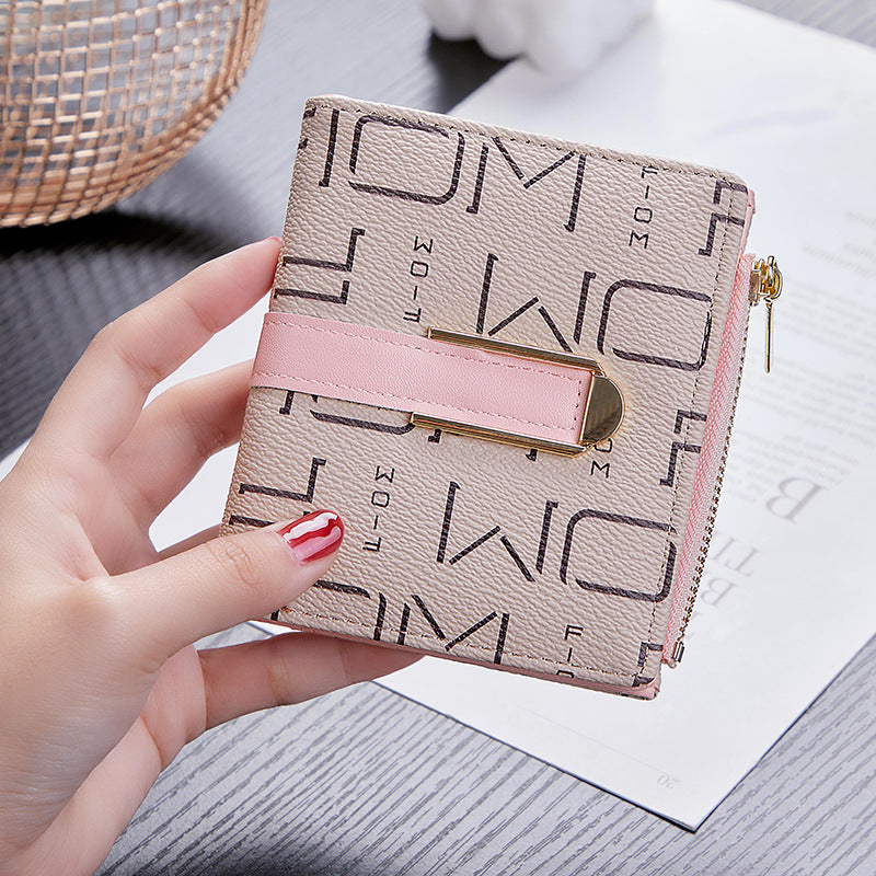 Women's Short Zipper Hasp Letter Printed Ladies Wallets