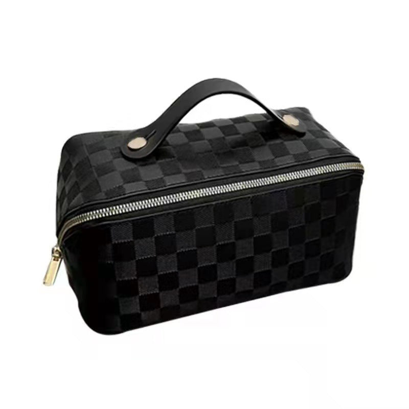 Women's Chessboard Grid Storage Carrying Large Capacity Cosmetic Bags