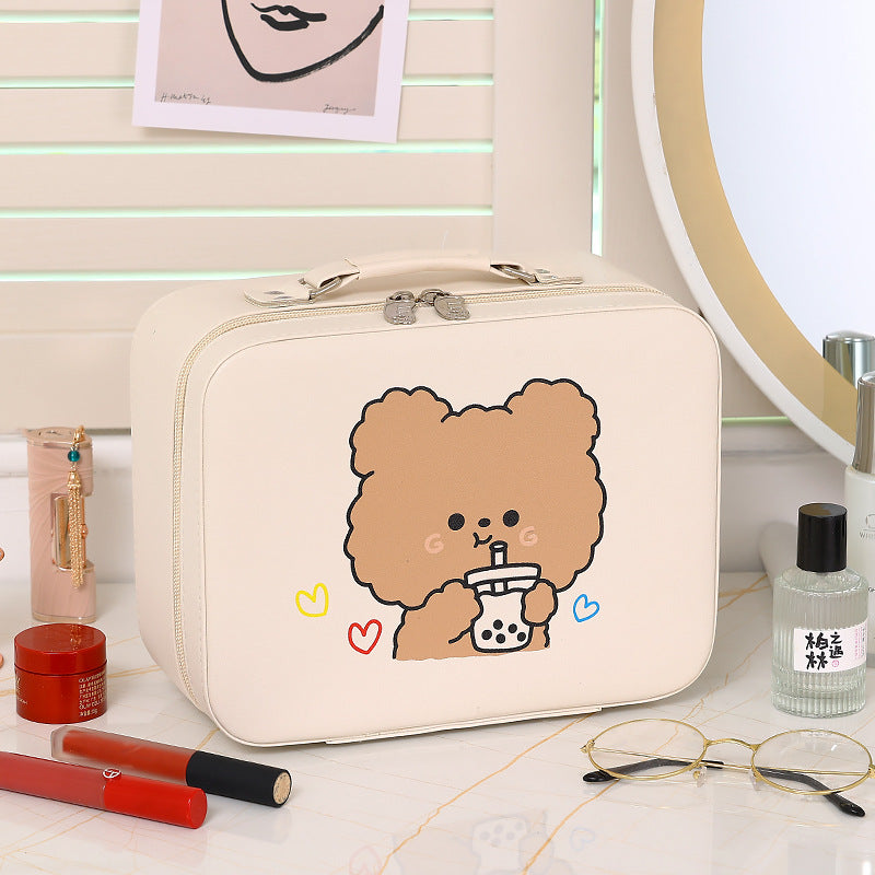 Boîte de rangement pour femmes, sacs à cosmétiques imperméables de grande capacité avec dessin animé