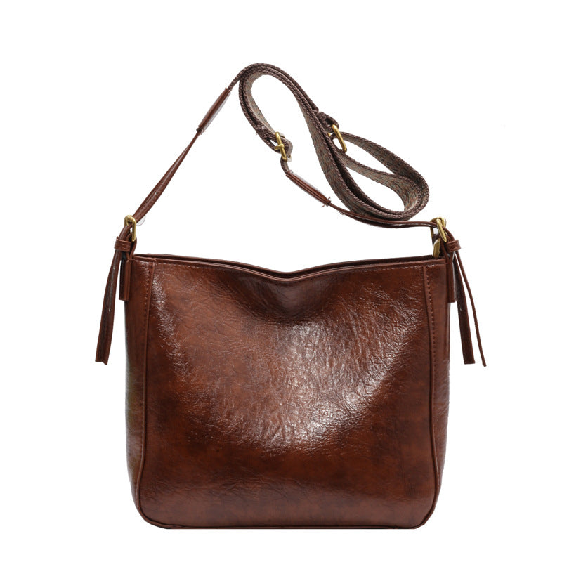 Women's Wide Strap Retro Soft Leather Cross Shoulder Bags