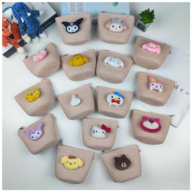 Children's Straw Small Change Shell Cartoon Cute Coin Purses