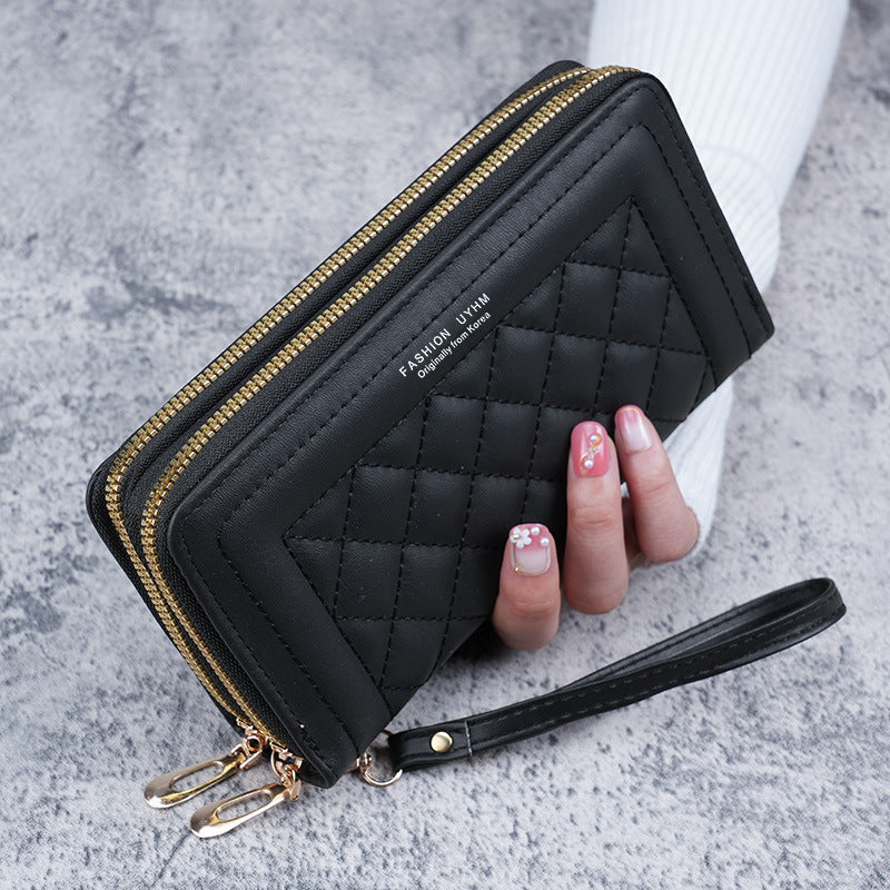 Women's Female Double Layer Zipper Mobile Large Ladies Wallets