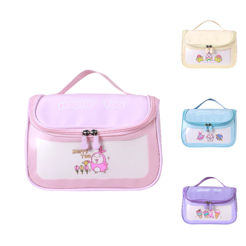 Large Capacity Wash Transparent Cartoon Waterproof Cosmetic Bags