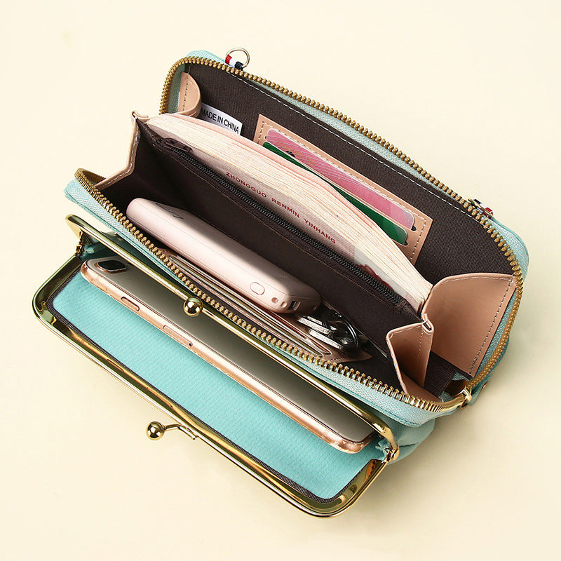 Women's Mobile Korean Simple Large Capacity Zipper Phone Bags