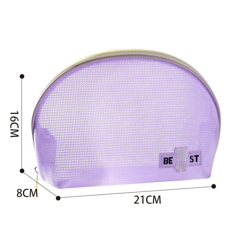 Sacs à cosmétiques en demi-cercle de stockage de brosses utilitaires de cosmétiques en maille