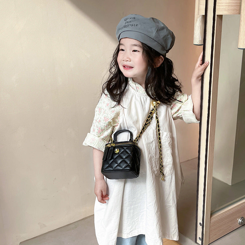 Children's Diamond Embroidery Thread Camellia Hand Golden Children's Shoulder Bags