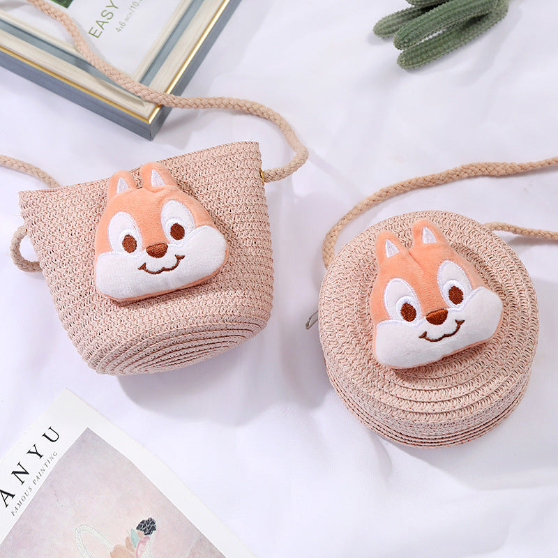 Children's Small Cartoon Doll Cute Straw Woven Children's Coin Purse