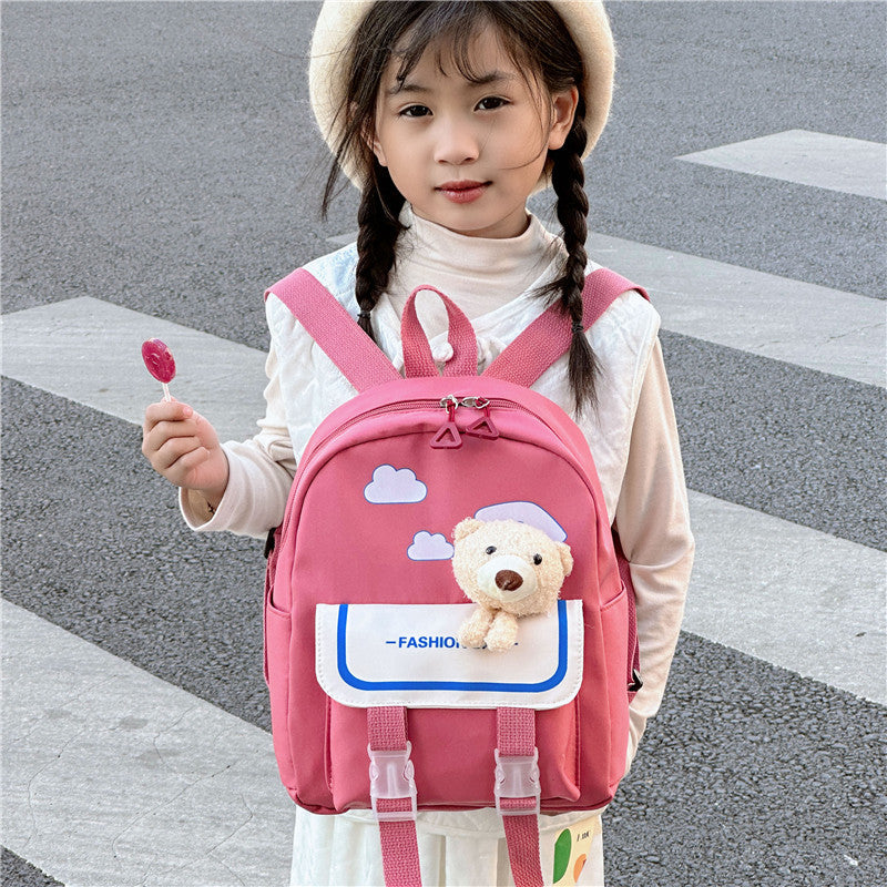 Children's Bear Boys Color Matching Cute Small Children's Backpacks