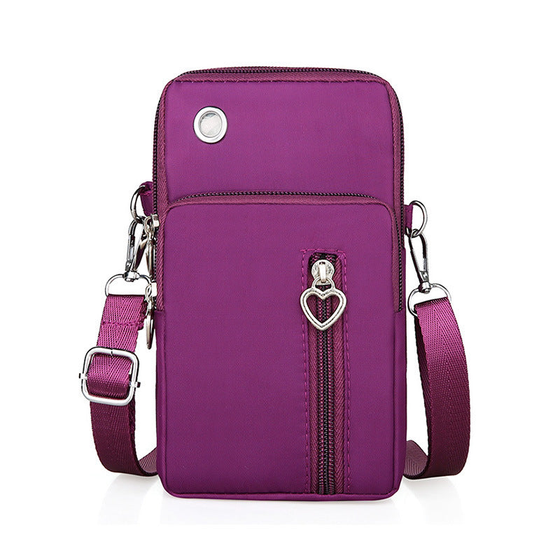 Women's Mobile Mini Zipper Nylon Cloth Vertical Phone Bags