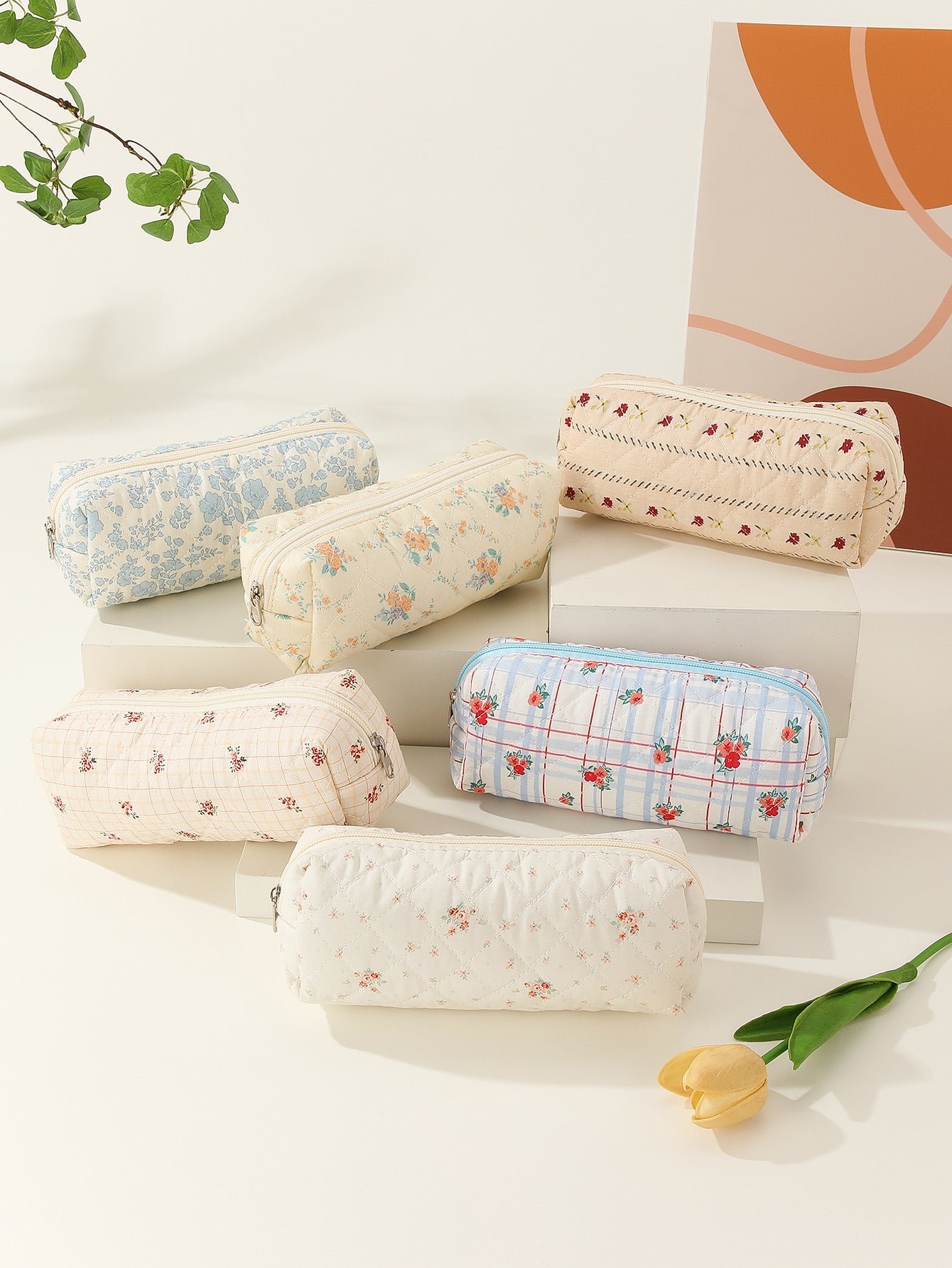 Makeup Brush Storage Small Floral Portable Cosmetic Bags