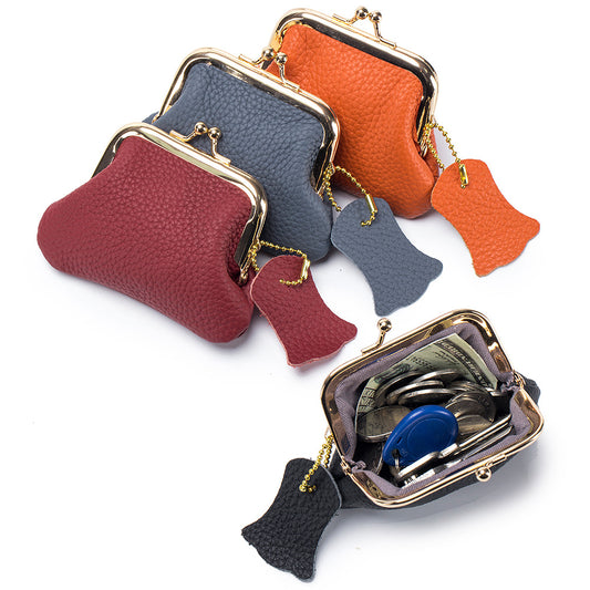 Women's Leather Small Retro First Layer Cowhide Storage Coin Purses