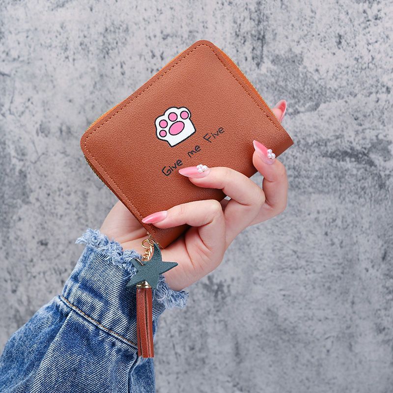 Women's Mini Short Zipper Korean Cartoon Tassel Ladies Wallets