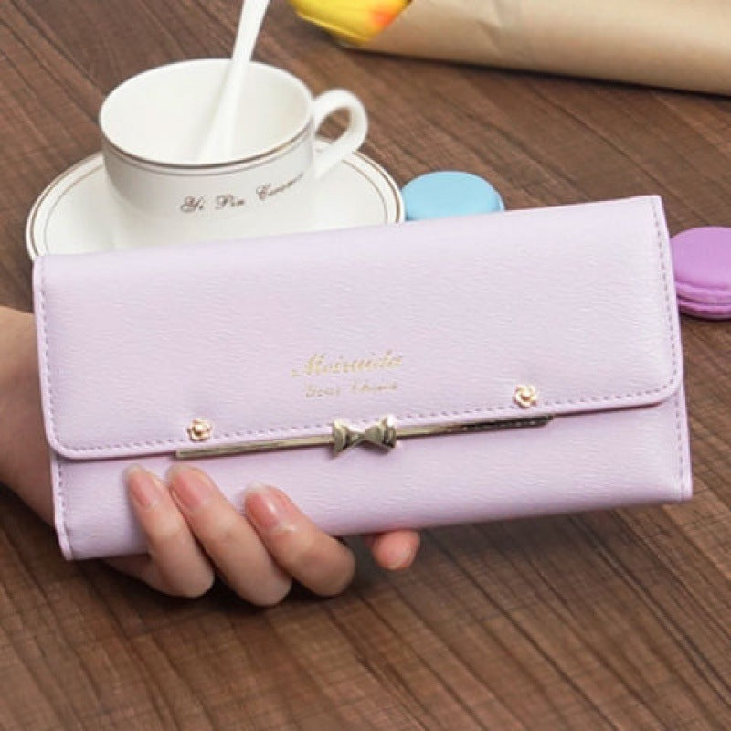 Women's Long Trendy Fresh Bow Clutch Mobile Ladies Wallets