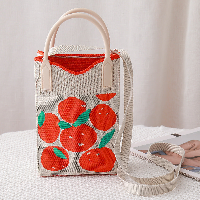 Women's Lucky Persimmon Woven Holiday Atmosphere Fashionable Phone Bags