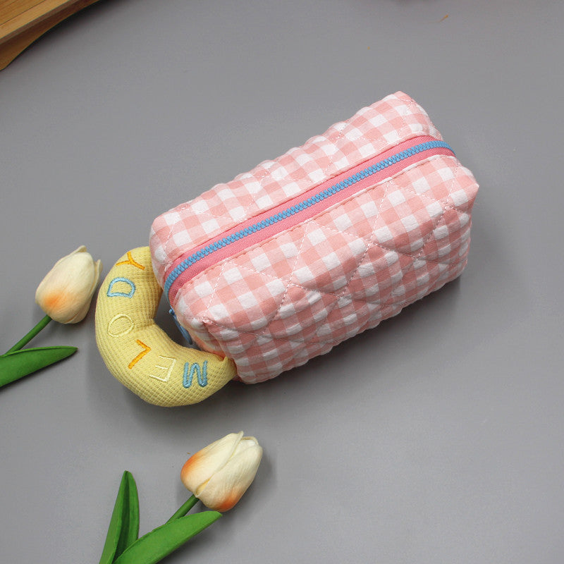 Women's Fresh Style Plaid Embroidered Cotton Cosmetics Cosmetic Bags