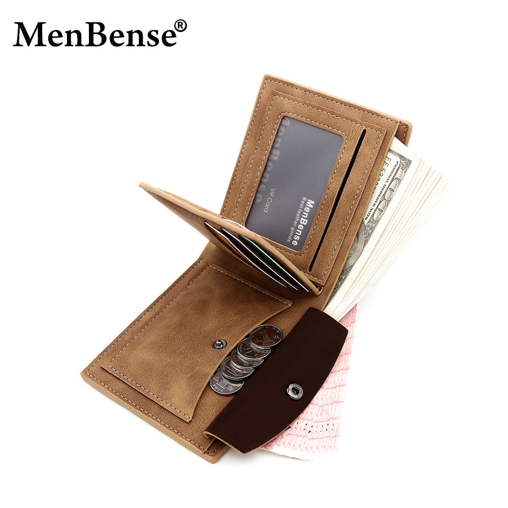 Men's Frosted Fabric Retro Patchwork Contrast Color Men's Wallets