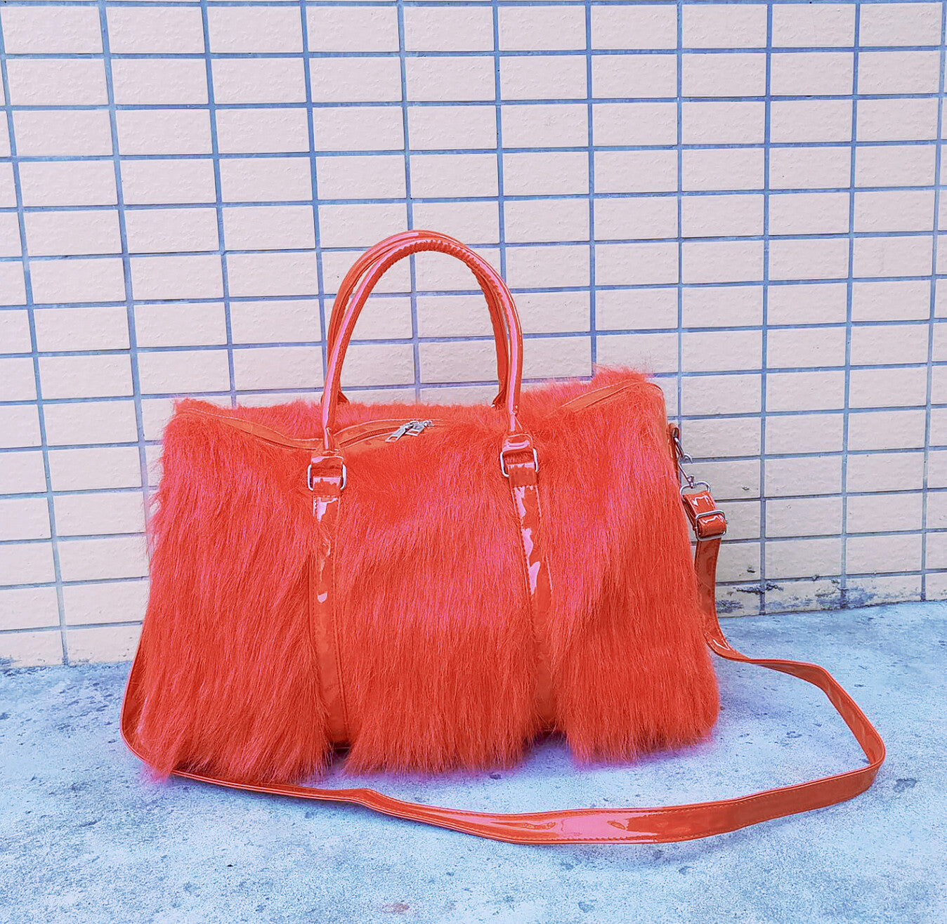 Innovative Long Furry Plush Pink Single Travel Bags