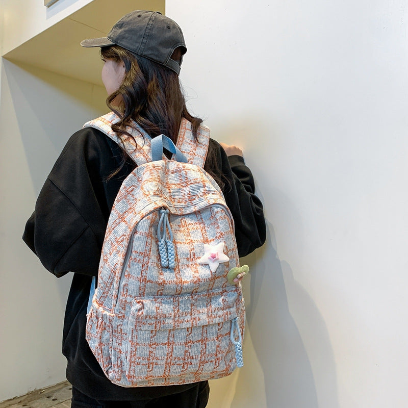 Plaid Female College Niche Design Good-looking Backpacks