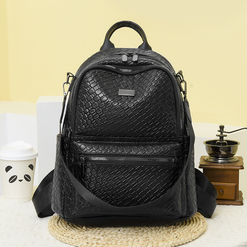 Women's Oily Leather Korean Fashion Trendy Backpacks