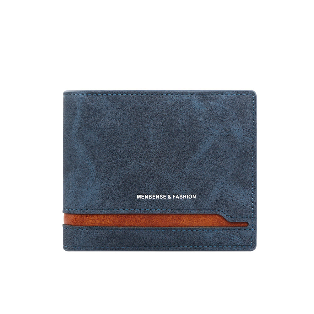 Men's Frosted Fabric Retro Patchwork Contrast Color Men's Wallets