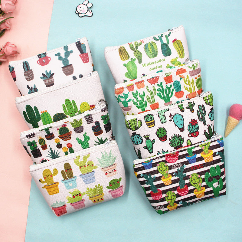 Pochettes de rangement de Cactus pour femmes, pochettes créatives de mode de dessin animé, porte-monnaie