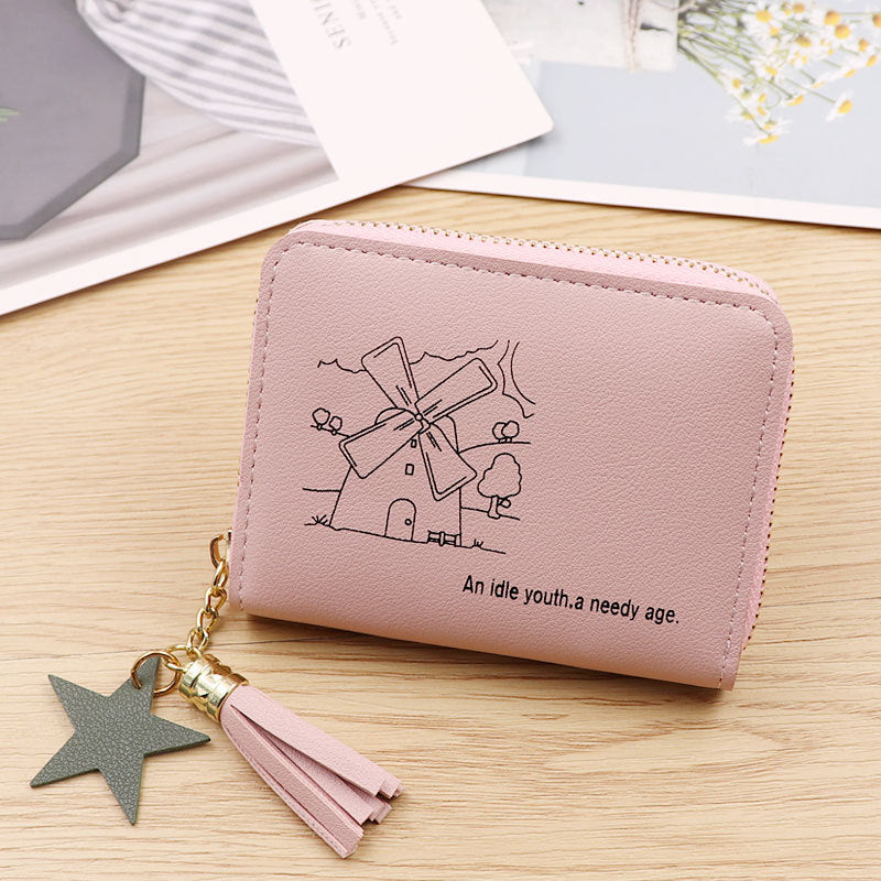 Women's Cute Short Simple Cartoon Soft Leather Coin Purses